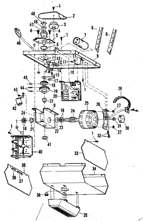 Chassis Assembly Diagram and Parts List for 139664953  Craftsman Garage Door Opener