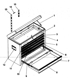Chest Diagram and Parts List for 706599082  Craftsman Tool Stand & Cart