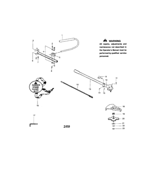 Covertible Brushcutter Attachment Diagram and Parts List for 358792444  Craftsman Trimmer
