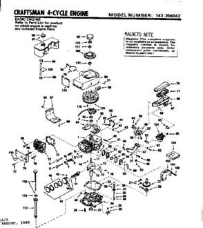 Engine Diagram and Parts List for 143306042  Craftsman Engine