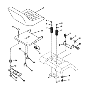 Seat Assembly Diagram and Parts List for 917270613  Craftsman Lawn Tractor