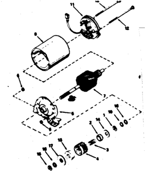 Electric Starter Motor No. 34934 Diagram and Parts List for 143364092  Craftsman Engine