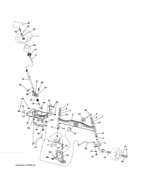 Steering Assembly Diagram and Parts List for 917990030  Craftsman Lawn Tractor
