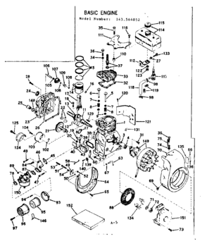 Basic Engine Diagram and Parts List for 143564052  Craftsman Engine