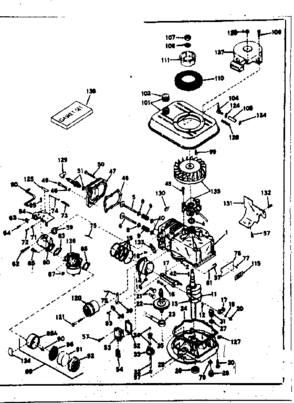 Basic Engine Diagram and Parts List for 143171082  Craftsman Engine