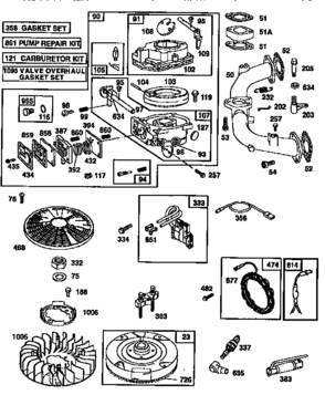 Engine 42a707-1625-01 (71/500) Diagram and Parts List for 917256661  Craftsman Lawn Tractor