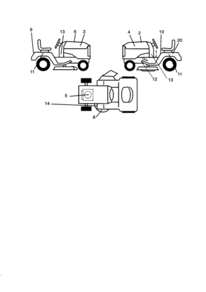 Decals Diagram and Parts List for 917270651  Craftsman Lawn Tractor