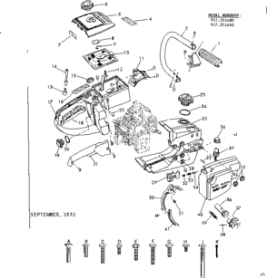 Main Frame Diagram and Parts List for 917351480  Craftsman Chainsaw