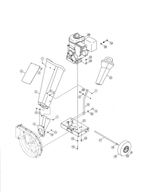 Engine/chute/frame Diagram and Parts List for 247776050  Craftsman Chipper Shredder