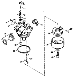 Replacement Parts Diagram and Parts List for 143414192  Craftsman Engine