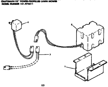Battery Diagram and Parts List for 131974311  Craftsman Lawn Mower