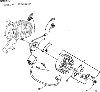 Magneto Diagram and Parts List for 917352510  Craftsman Chainsaw