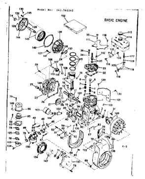 Basic Engine Diagram and Parts List for 143561162  Craftsman Engine