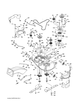 Mower Deck Diagram and Parts List for 917991470  Craftsman Lawn Tractor