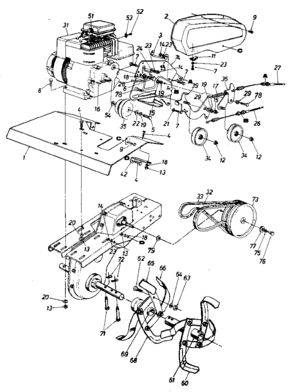 Engine Diagram and Parts List for 247298612  Craftsman Tiller