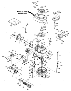 Replacement Parts Diagram and Parts List for 143394282  Craftsman Engine