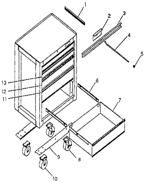 Part Location Diagram of A12530 Craftsman Tool chest caster set