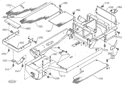 Frame Diagram and Parts List for 3904  Craftsman Lawn Mower