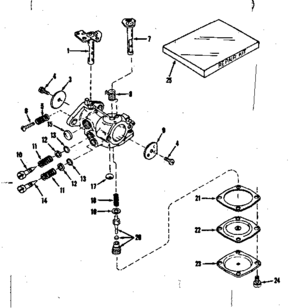 Carburetor Diagram and Parts List for 143102060  Craftsman Engine