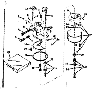 Carburetor Diagram and Parts List for 143147032  Craftsman Engine