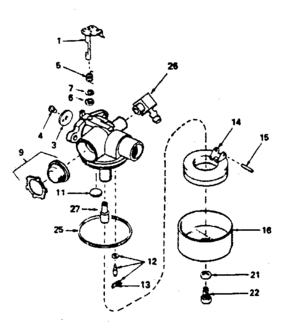 Carburetor No. 632420 Diagram and Parts List for 143374102  Craftsman Engine