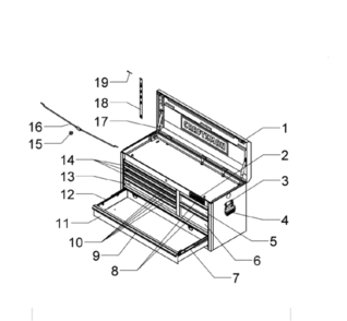 Part Location Diagram of 1009003 Craftsman Tool chest lock cam assembly