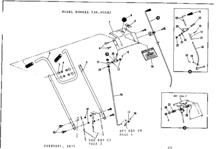 Handle Assembly Diagram and Parts List for 53690502  Craftsman Snow Blower