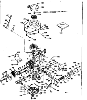 Basic Engine Diagram and Parts List for 143145072  Craftsman Engine