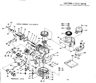 Replacement Parts Diagram and Parts List for 143244072  Craftsman Engine