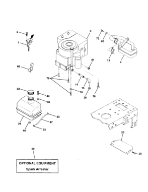 Engine Diagram and Parts List for 917252780  Craftsman Lawn Tractor