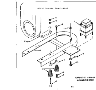 Mounting Base Diagram and Parts List for 580321862  Craftsman Engine
