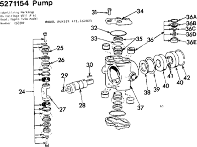 Pump Assembly Diagram and Parts List for 471462821  Craftsman Pressure Washer