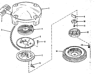 Rewind Starter No. 28319 Diagram and Parts List for 14340501  Craftsman Engine