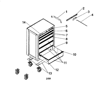 Tool Chest Diagram and Parts List for 706825770  Craftsman Tool Stand & Cart