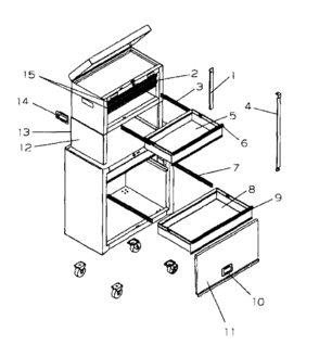 Tool Chest Diagram and Parts List for 70691131511-73  Craftsman Tool Stand & Cart