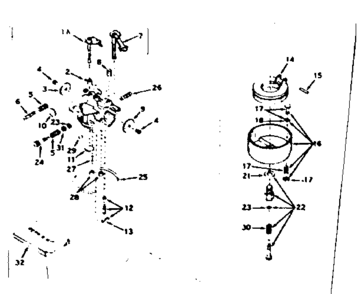 Carburetor Diagram and Parts List for 143587022  Craftsman Engine