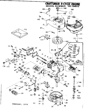 Replacement Parts Diagram and Parts List for 143294512  Craftsman Engine
