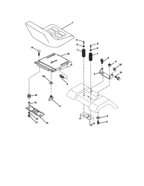 Seat Assembly Diagram and Parts List for 917277410  Craftsman Lawn Tractor