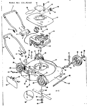 Replacement Parts Diagram and Parts List for 13191465  Craftsman Lawn Mower