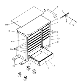 Cabinet Assy Diagram and Parts List for 706825060  Craftsman Tool Stand & Cart