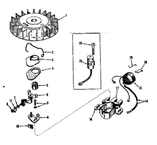 Magneto No. 610689 Diagram and Parts List for 143536032  Craftsman Engine