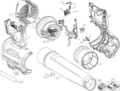 Diagram Diagram and Parts List for CMCBL720M1 Type 1 Craftsman Leaf Blower / Vacuum