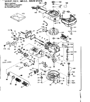Replacement Parts Diagram and Parts List for 143344182  Craftsman Engine