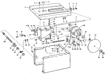 Figure 2 Diagram and Parts List for 113226681  Craftsman Saw