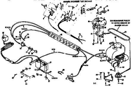Wire Harness Diagram and Parts List for 131881441  Craftsman Lawn Mower