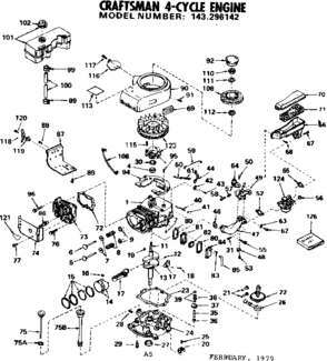 Replacement Parts Diagram and Parts List for 143296142  Craftsman Engine