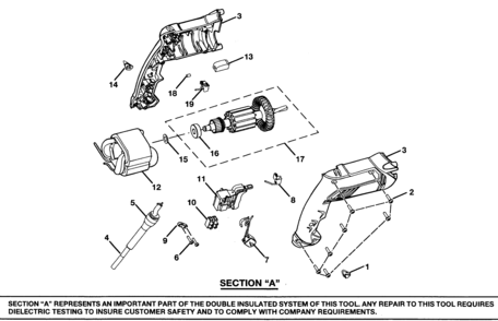 Motor Assy Diagram and Parts List for 315101160  Craftsman Boring Machine