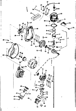 Crankcase Diagram and Parts List for 91760044  Craftsman Chainsaw
