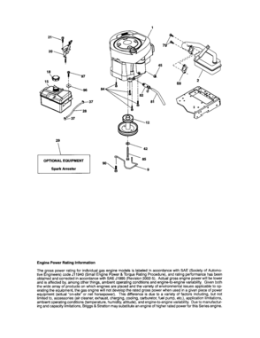 Engine Diagram and Parts List for 917287141  Craftsman Lawn Tractor