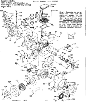 Engine Diagram and Parts List for 143652042  Craftsman Engine